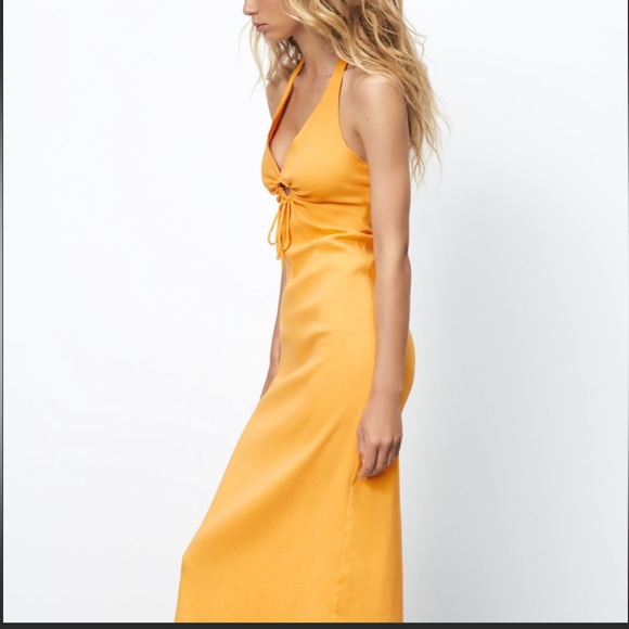 Zara Cut Out Linen Blend Dress - Picture 4 of 4